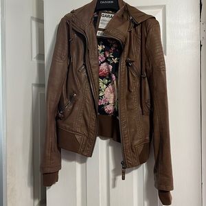 Garage clothing brown leather jacket, size small